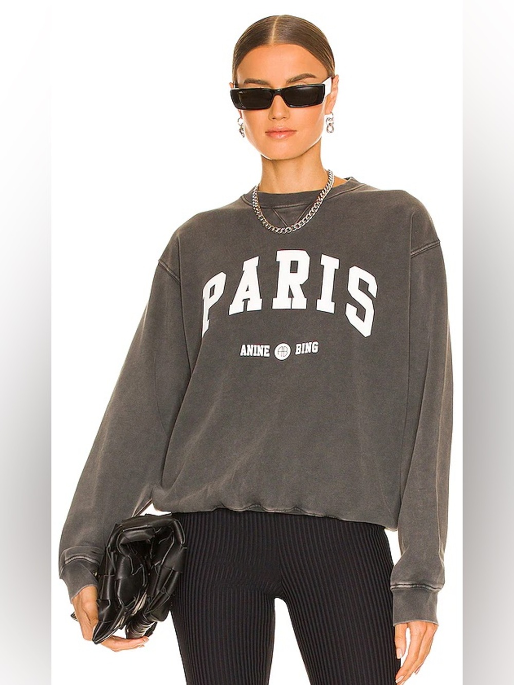 Anine Bing Paris Crewneck Sweatshirt - Charcoal